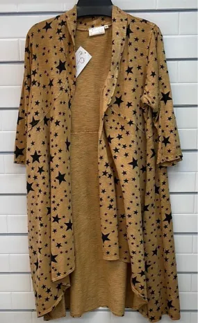 Hi-Low Star Printed Kimono Duster