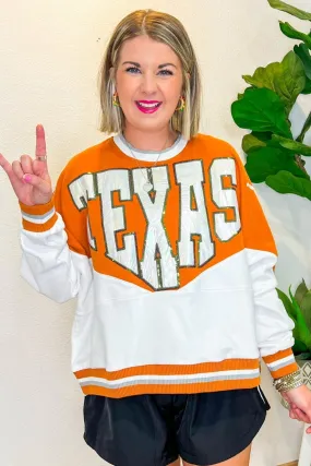 Holographic Texas Sweatshirt - Burnt Orange/White