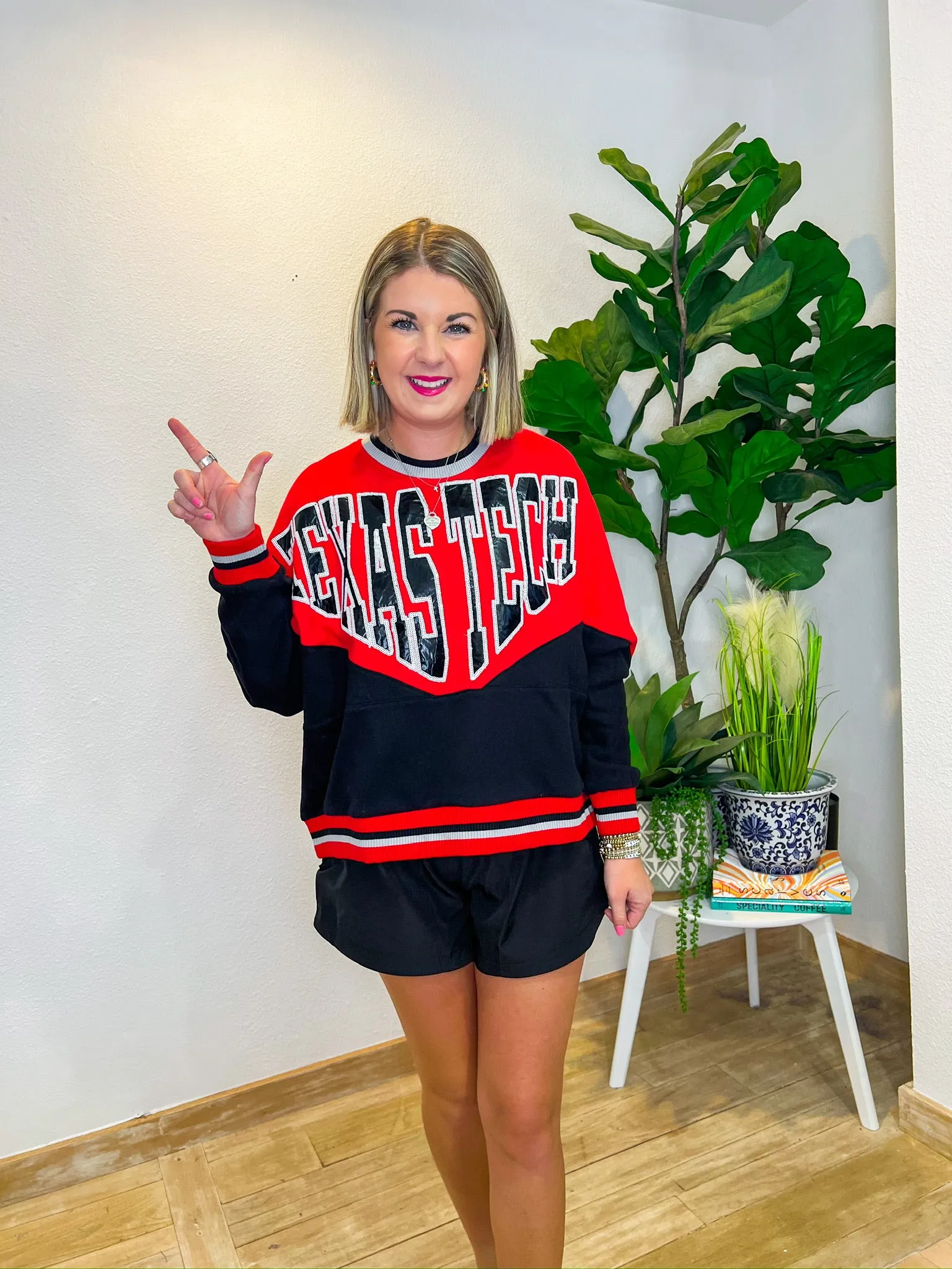 Holographic Texas Tech Sweatshirt - Red/Black