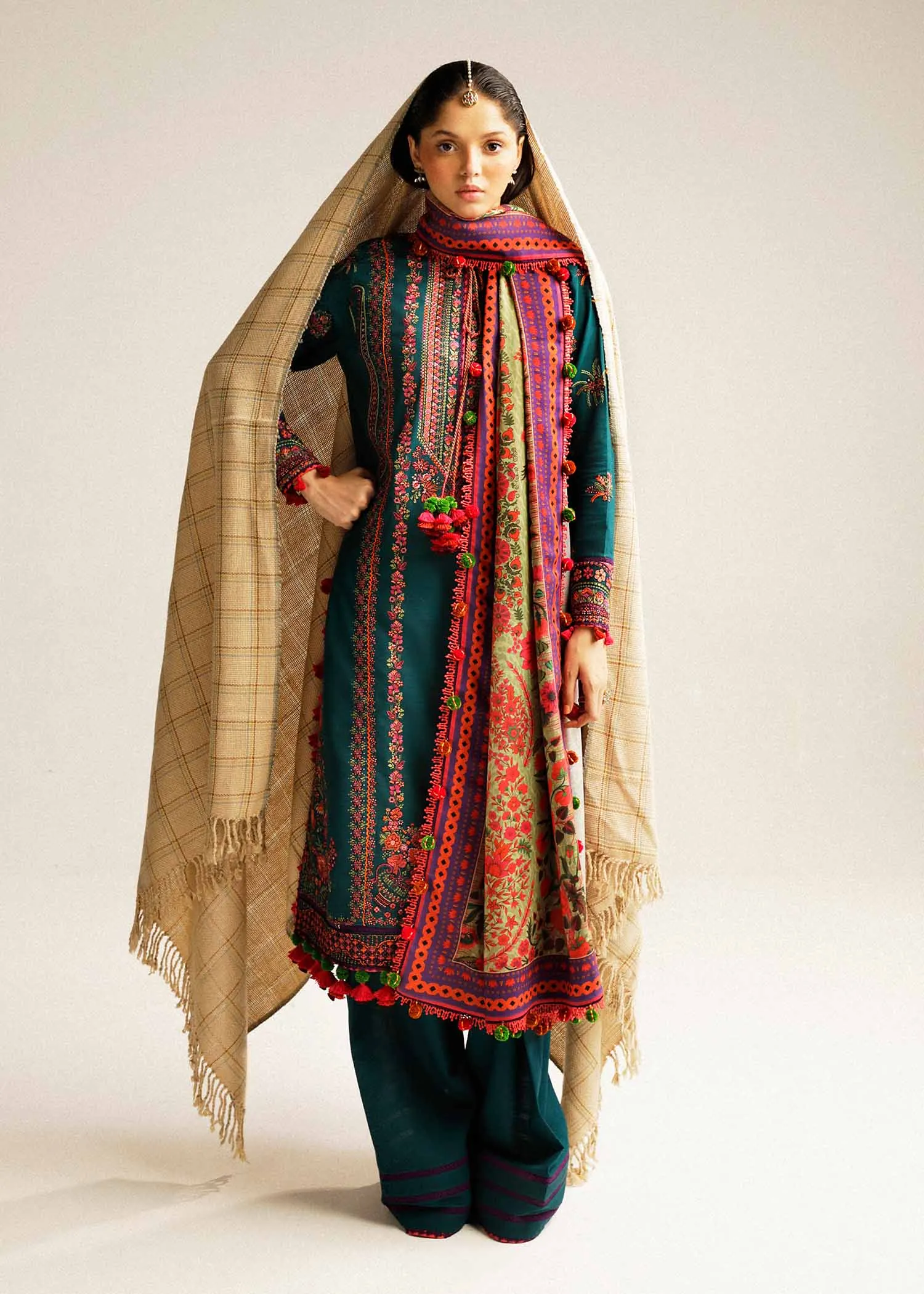 Hussain Rehar Winter Collection with Shawl –  Teal