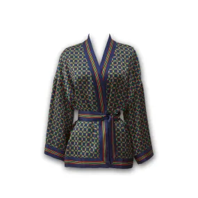 J. Peterman Women's Short Silk Kimono Jacket - Navy