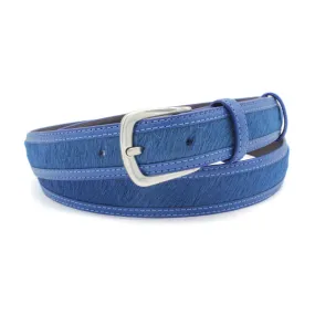 Jett' Electric Blue Narrow Pony/Leather Mix Belt