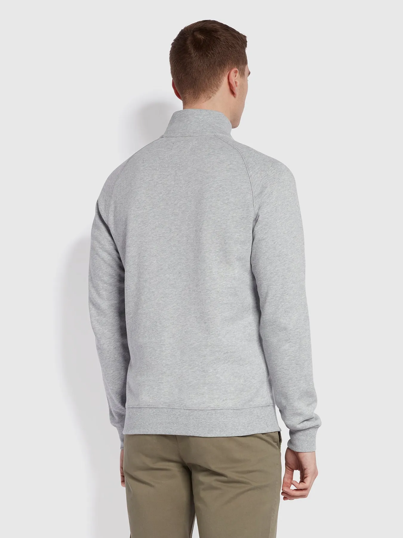 Jim Organic Cotton Quarter Zip Sweatshirt In Light Grey Marl