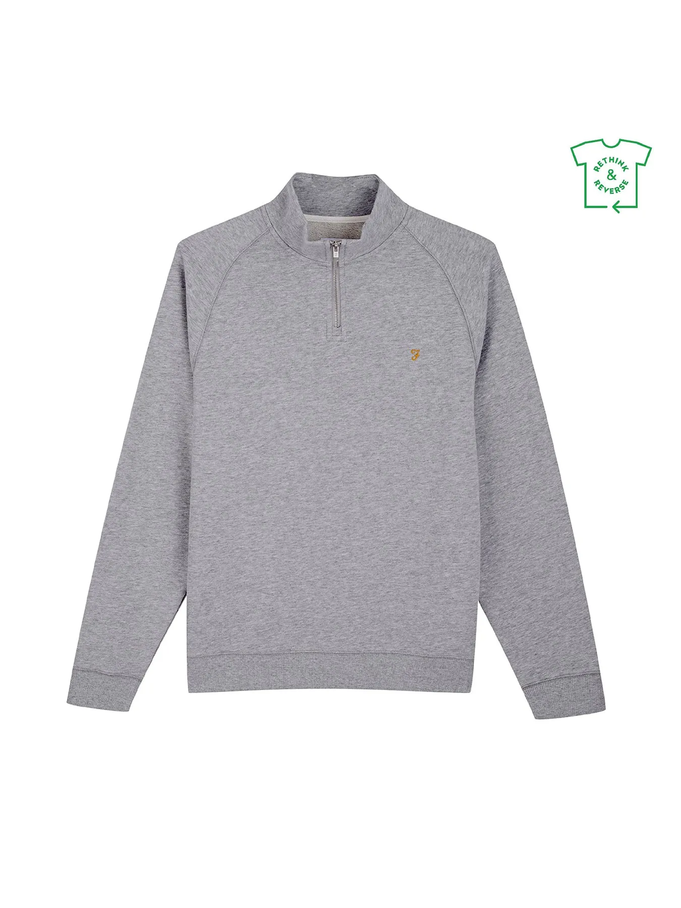 Jim Organic Cotton Quarter Zip Sweatshirt In Light Grey Marl