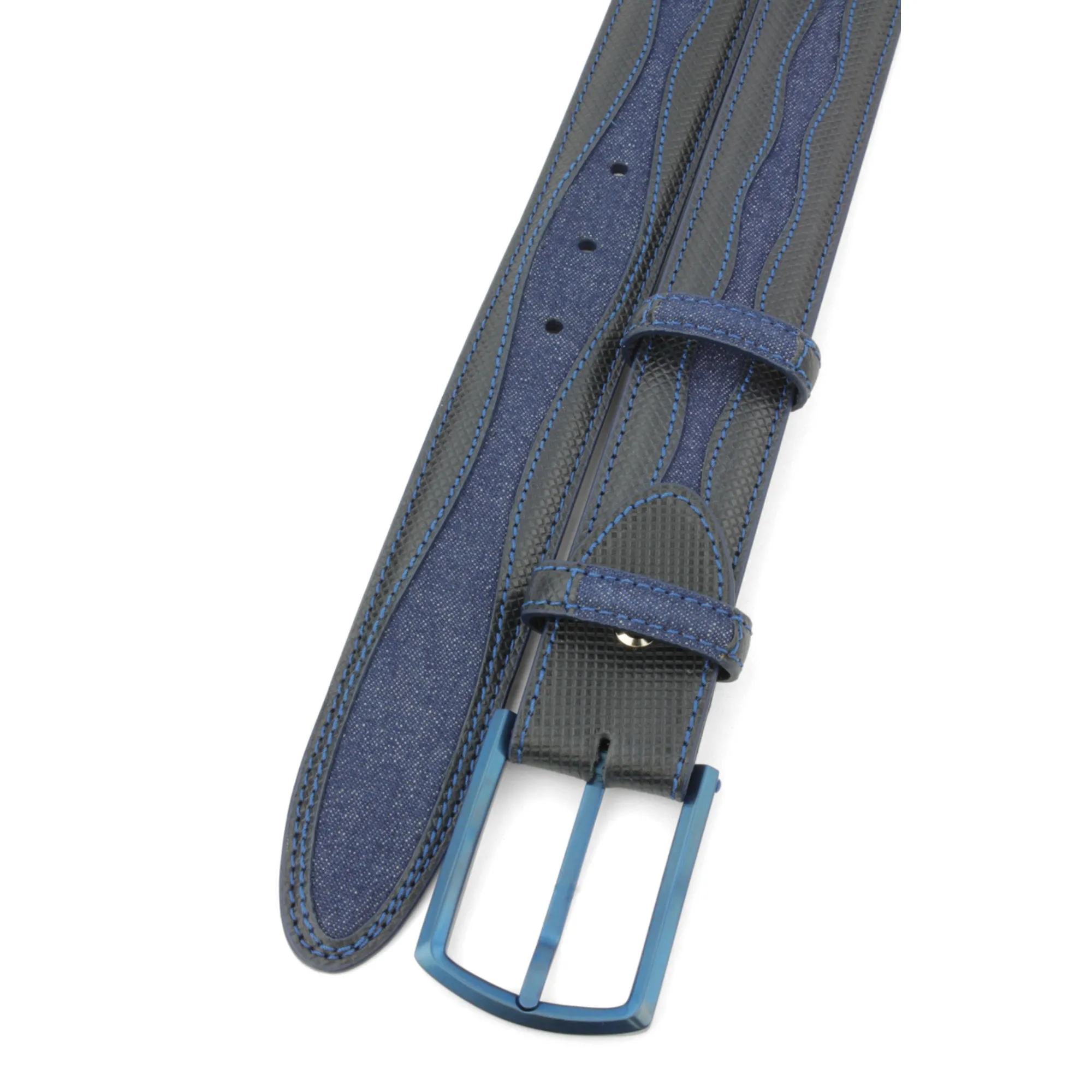 Jolson Navy Blue Denim Insert Stainless Buckle Belt