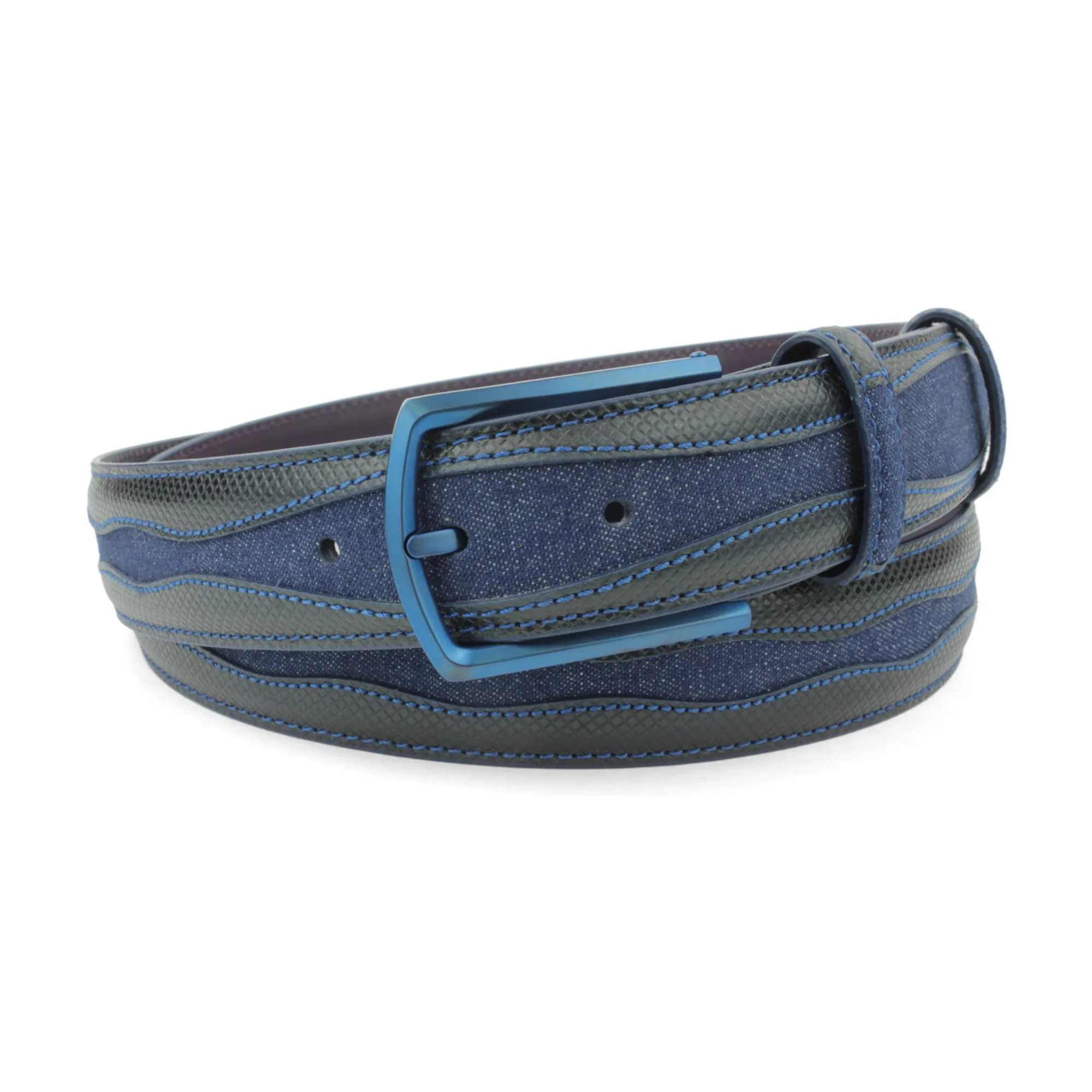 Jolson Navy Blue Denim Insert Stainless Buckle Belt