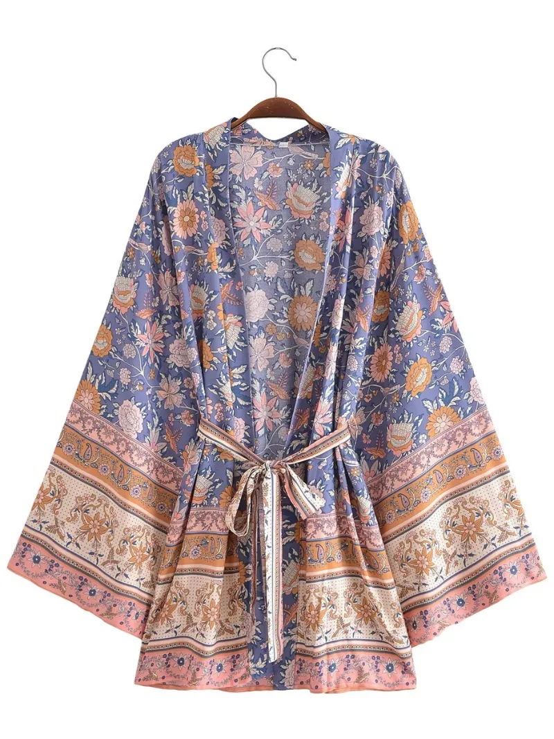 Just My Type Cotton Floral Short Kimono Jacket