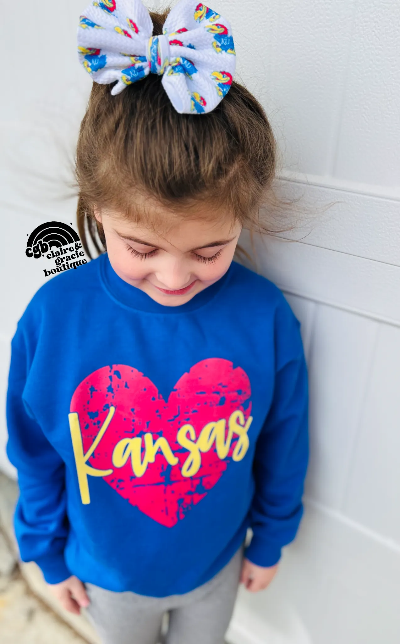 Kansas Distressed Heart Sweatshirt | Toddler Youth Adult