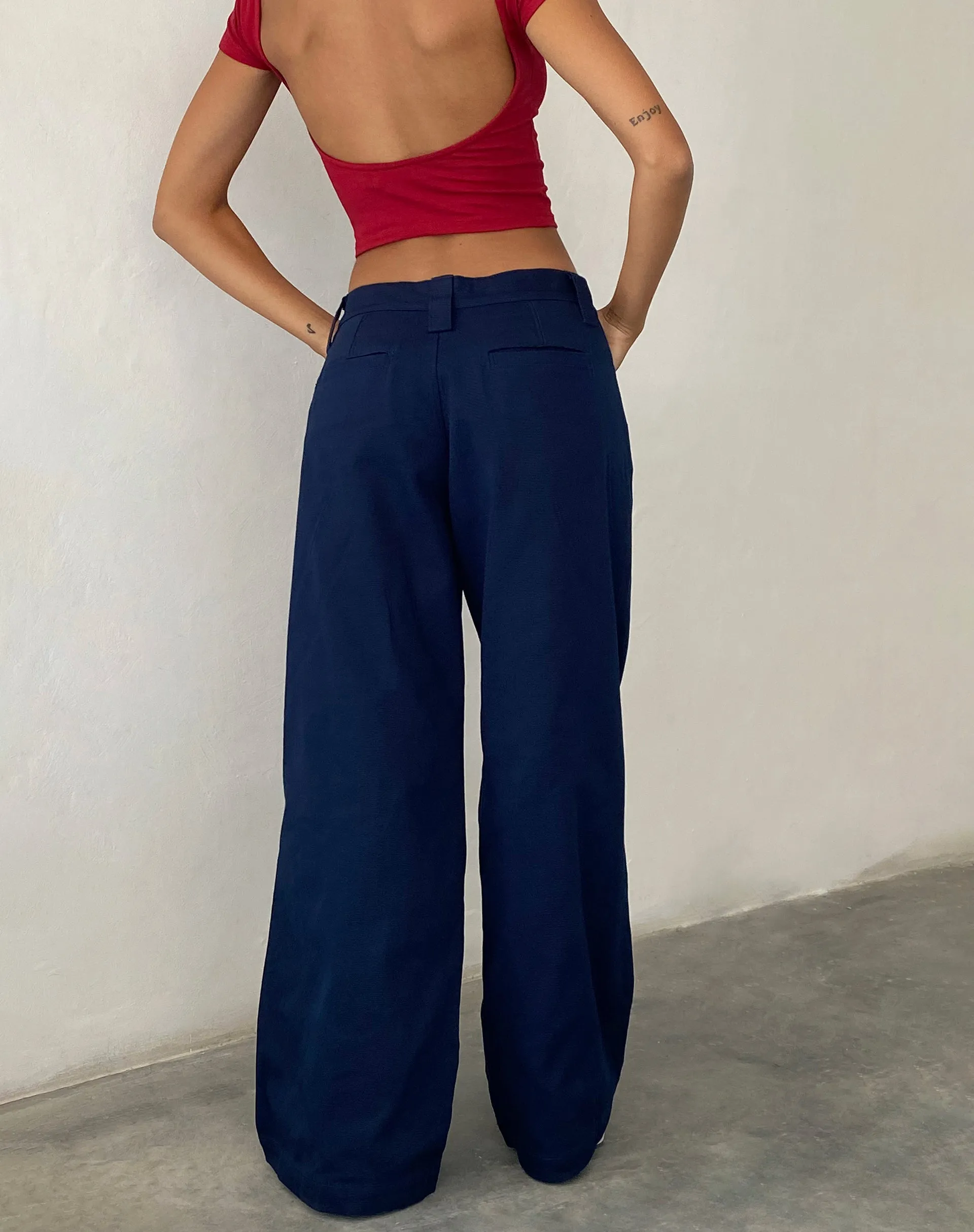 Kaomy Wide Leg Trouser in Navy