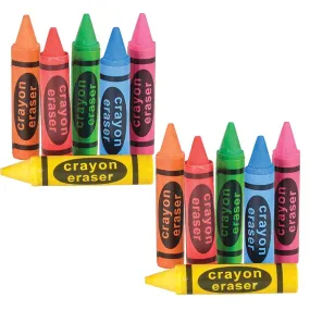 Kicko Crayon Shaped Erasers - 36 Pack, Assorted Colors - for Party Favors, Novelty Toys