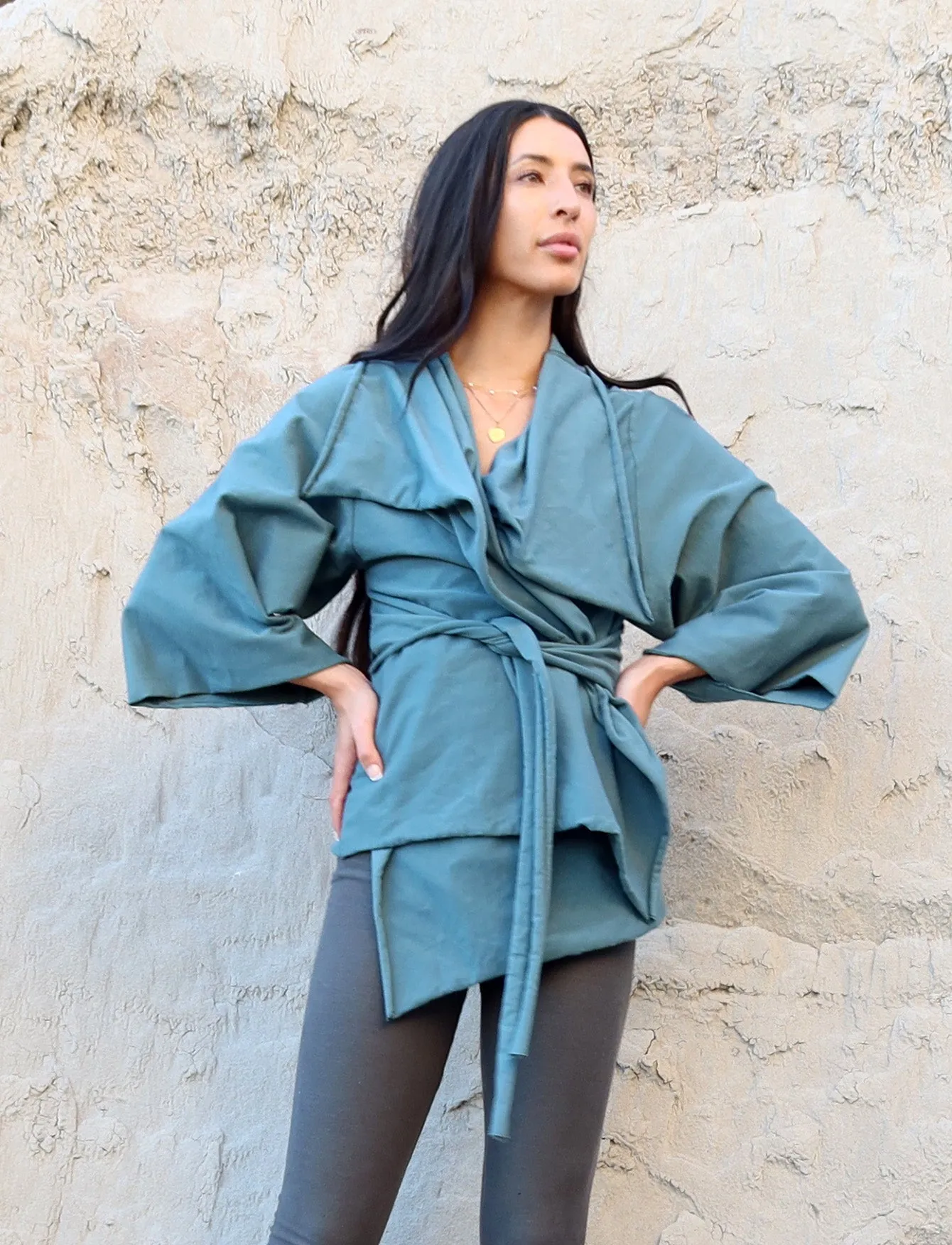 Kimono Cocoon Belted Jacket