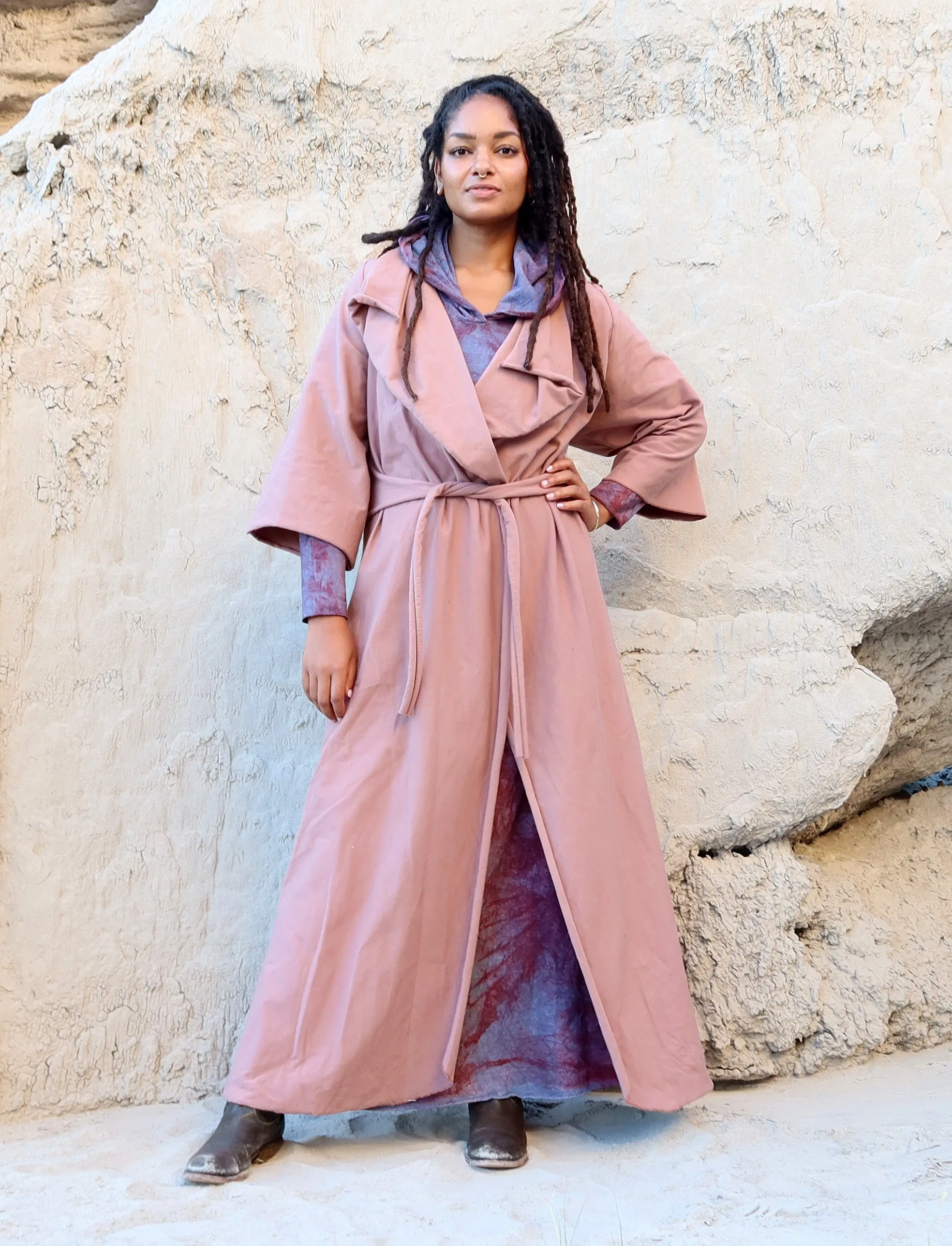 Kimono Cocoon Belted Long Jacket