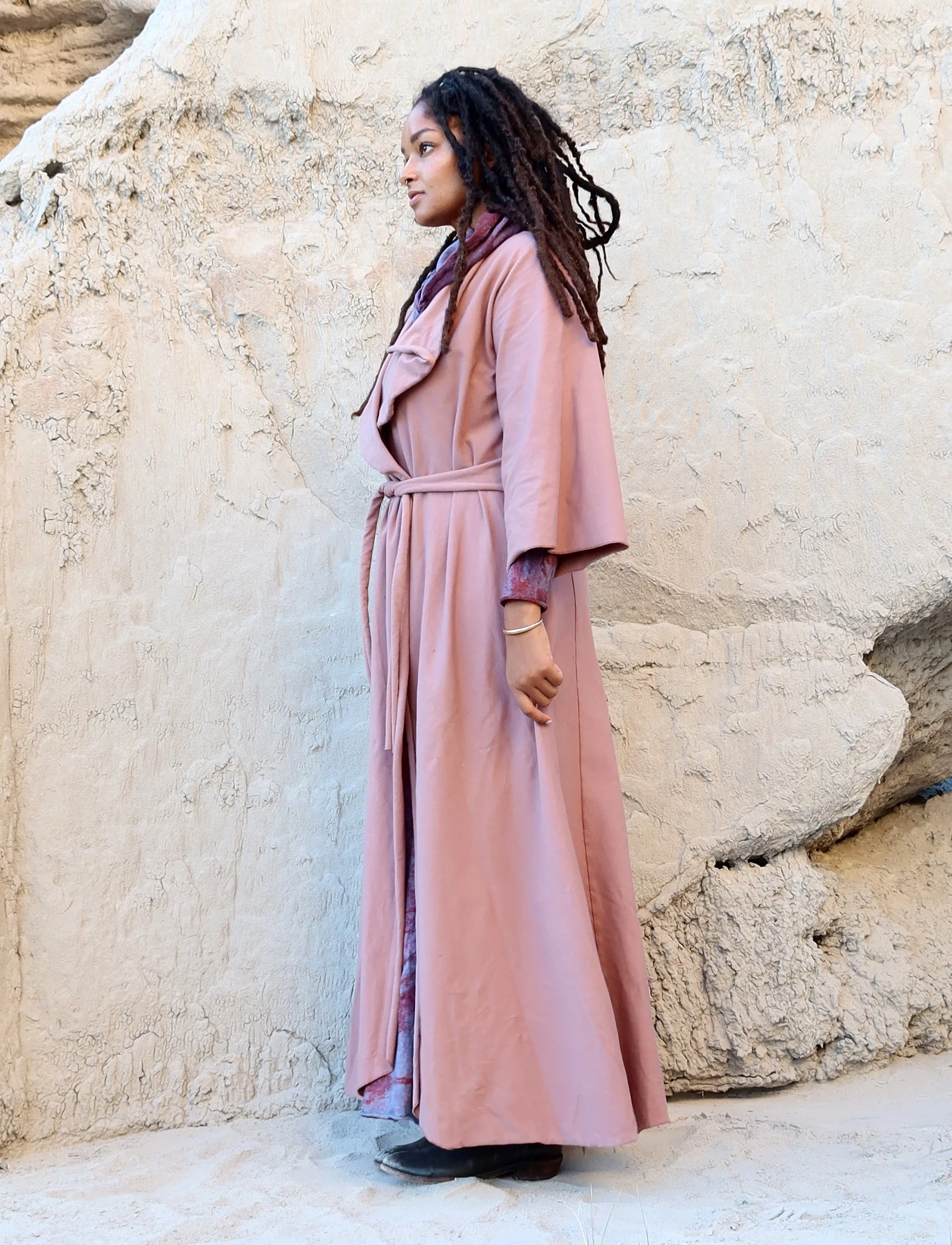 Kimono Cocoon Belted Long Jacket