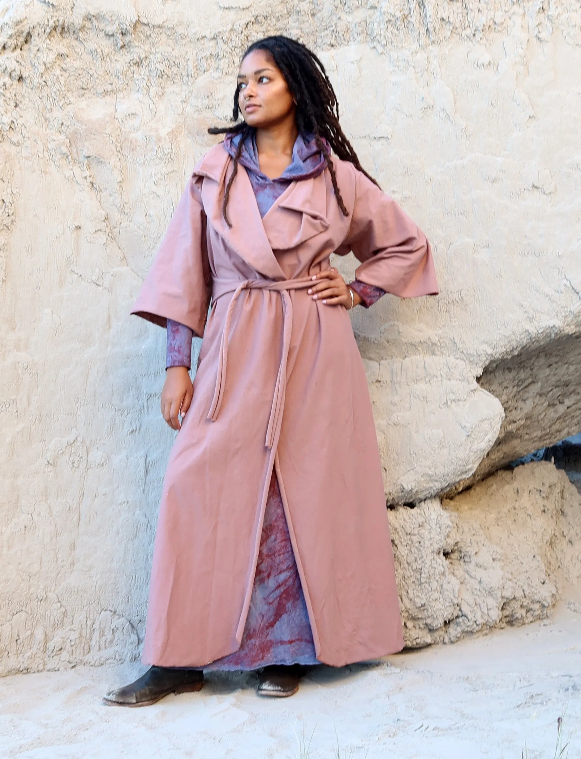 Kimono Cocoon Belted Long Jacket