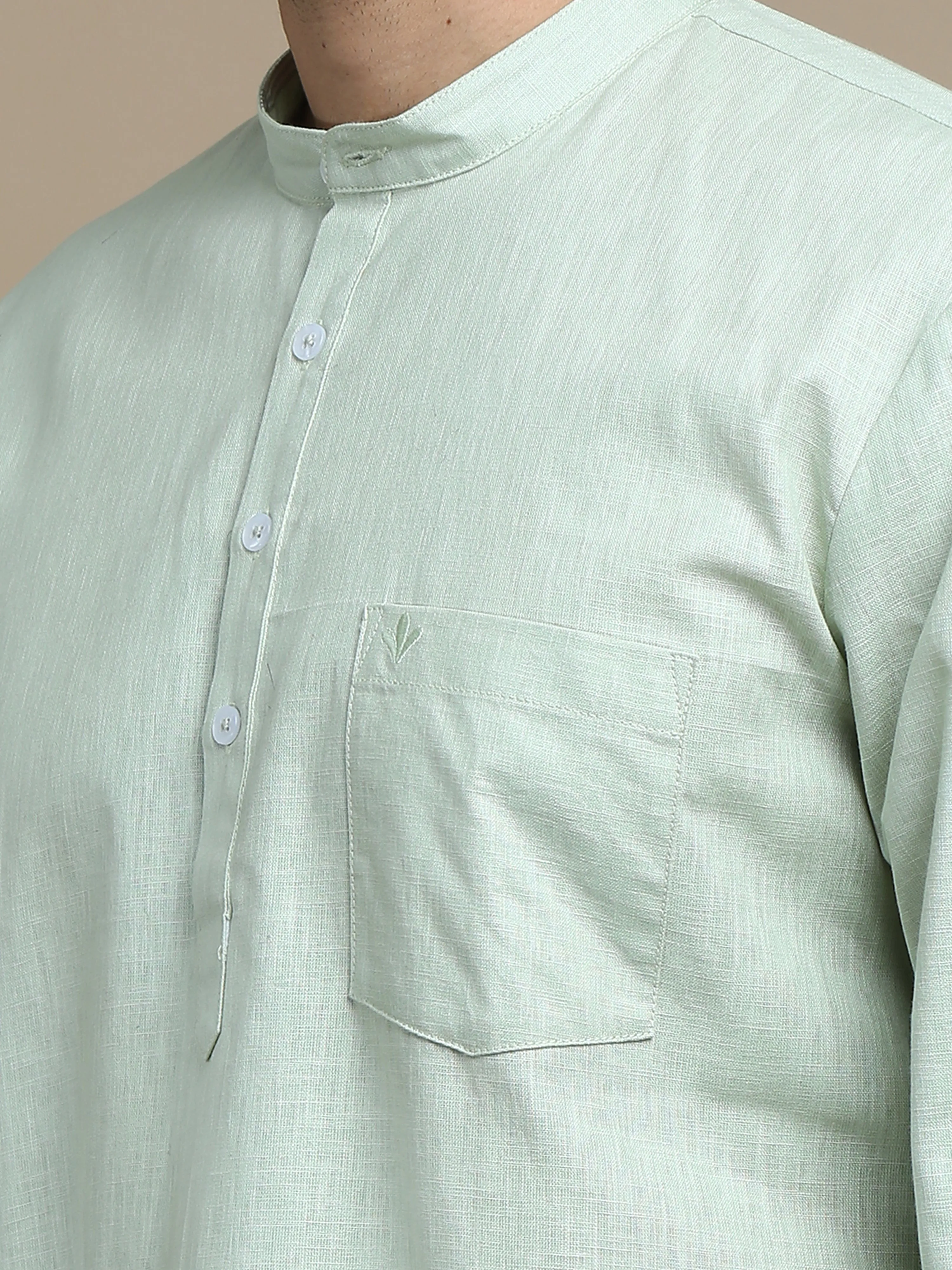 Light Green Cotton Short Kurta