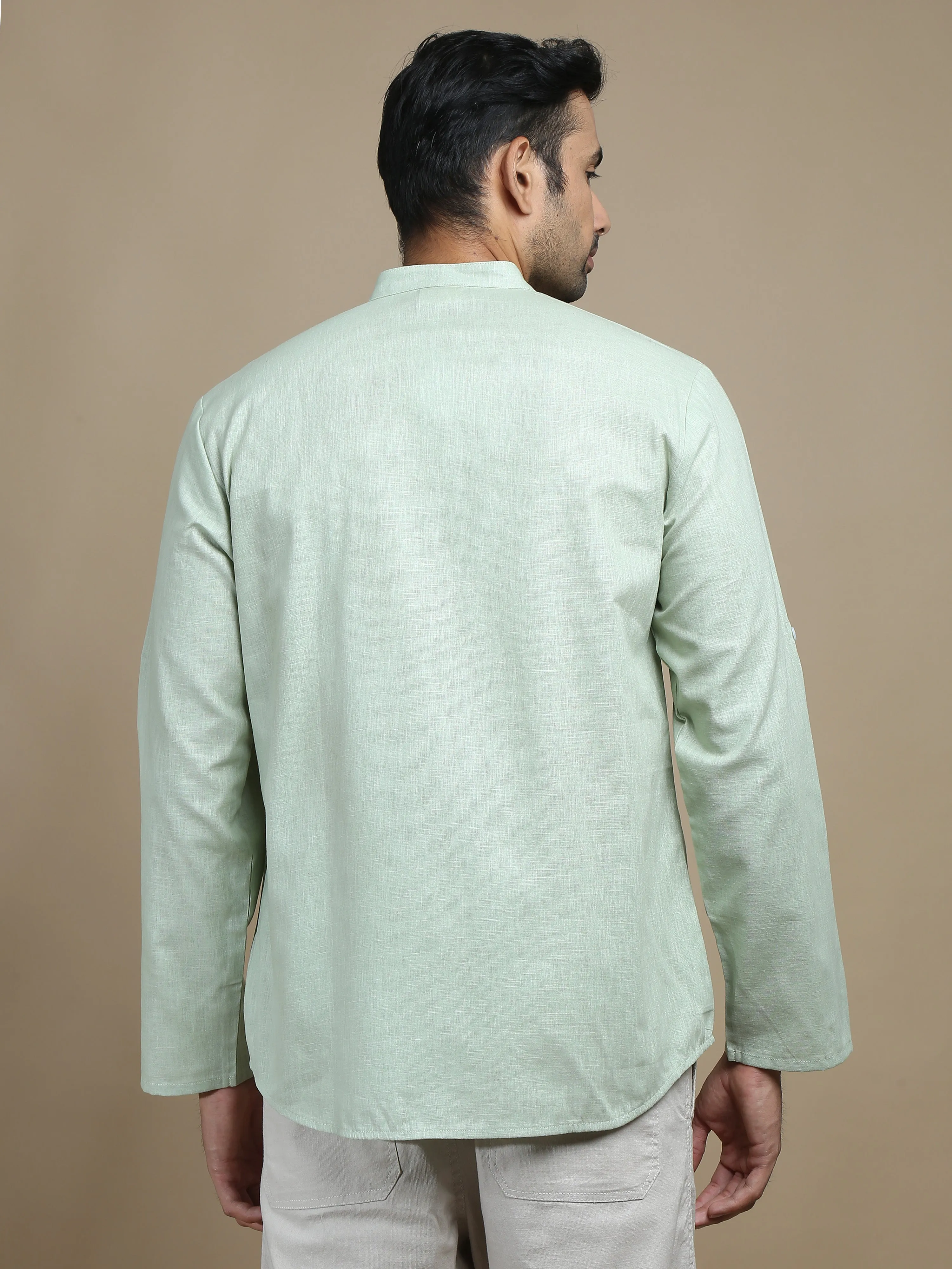 Light Green Cotton Short Kurta