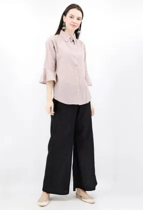 Lilac Button Down Shirt In Cotton Slub