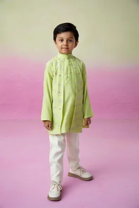 Lime Wire- Lime Hand Embroidered Kurta & Pants Set for Boys