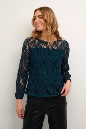 LINED TEAL BLUE LACE TOP