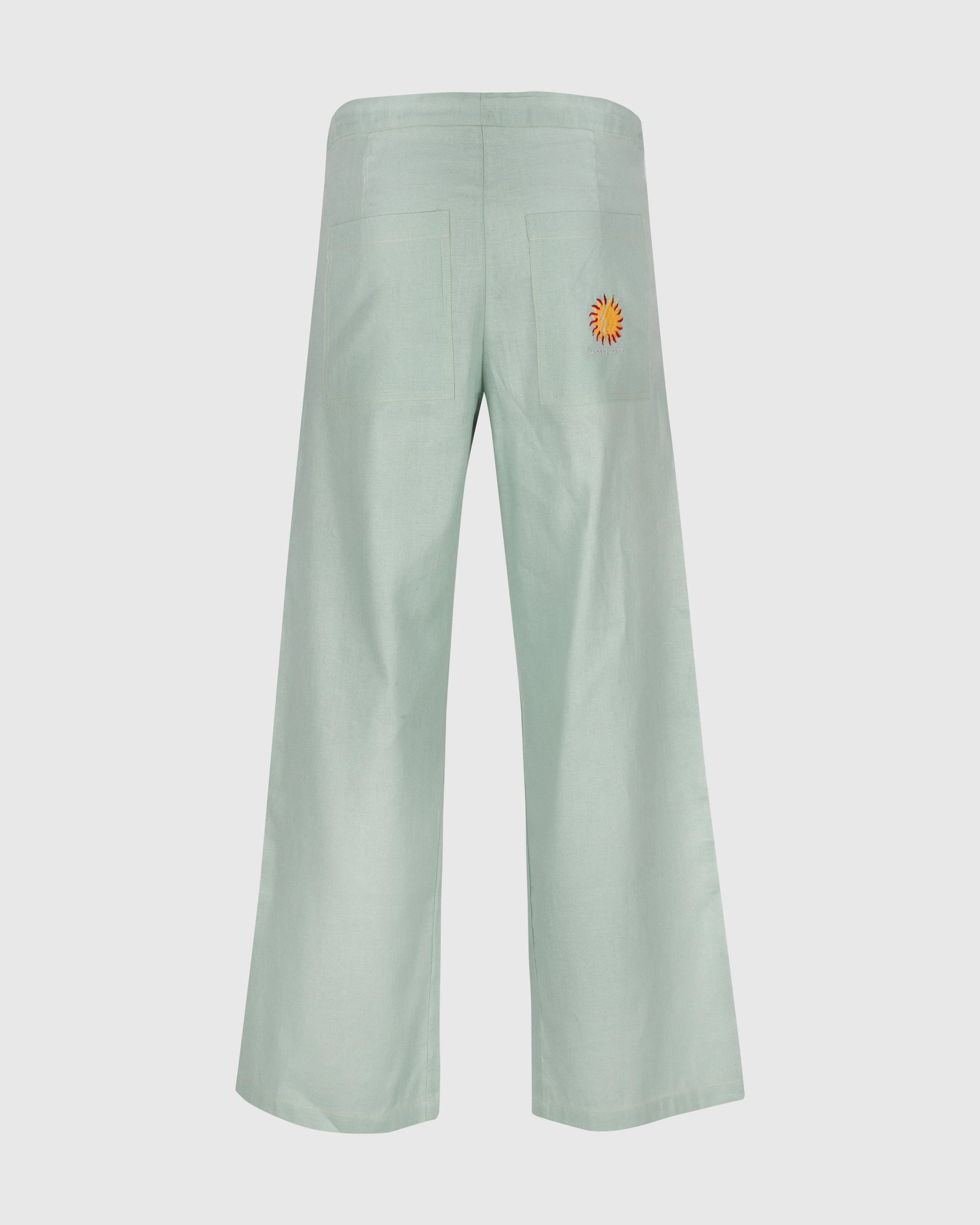 LINEN TROUSERS IN AQUA