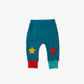 Little Green Radicals Teal Star Joggers Organic Cotton (3-18mths)