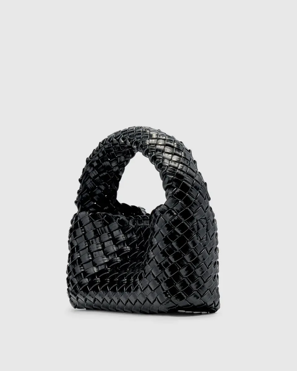 LUCA MINI WOVEN - BLACK GLOSSY CRINKLE