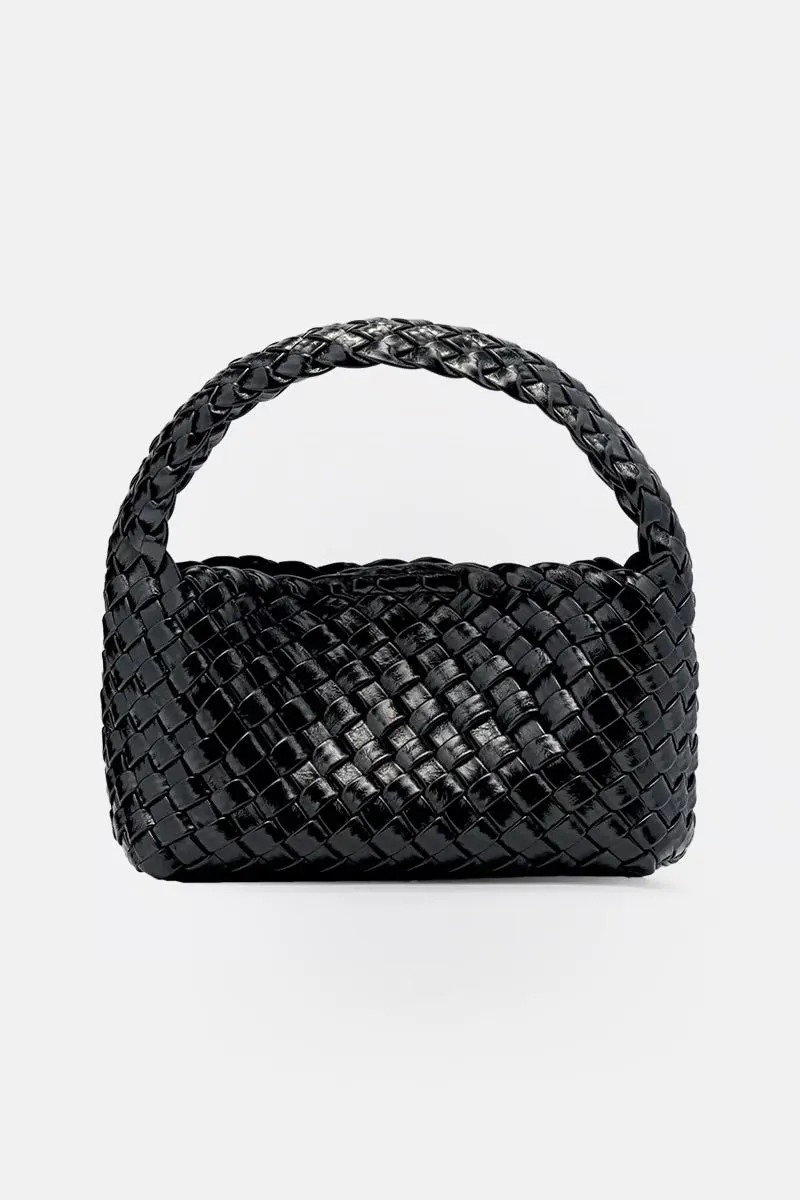 LUCA MINI WOVEN - BLACK GLOSSY CRINKLE