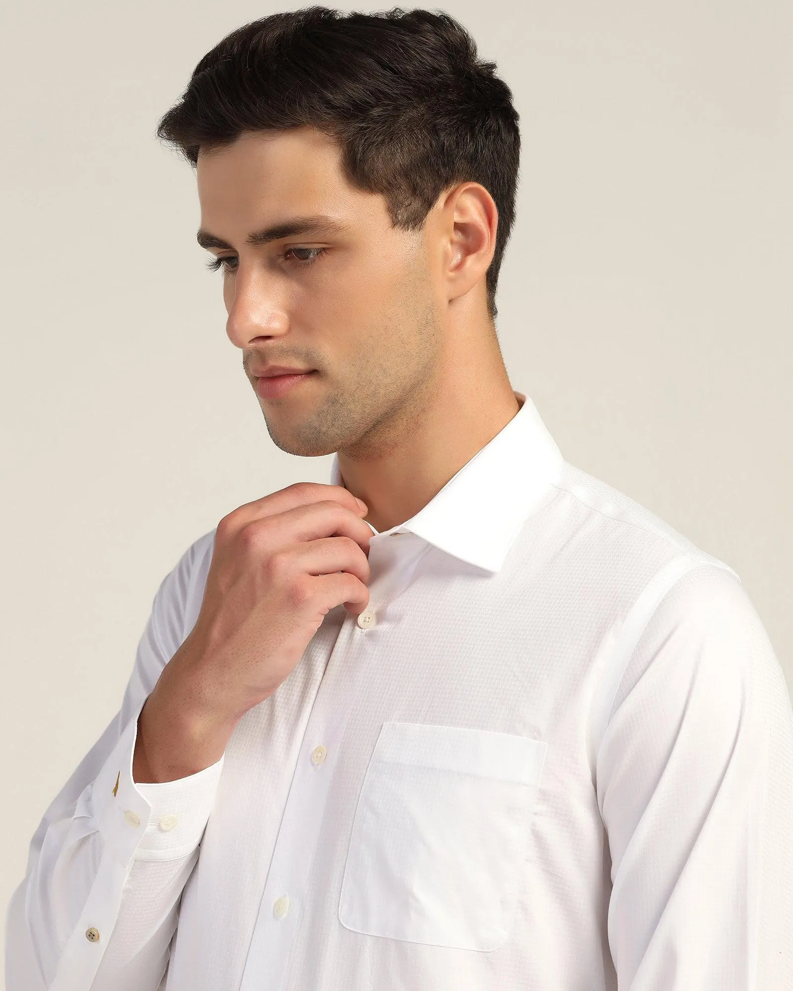 Luxe Formal White Textured Shirt - Dream