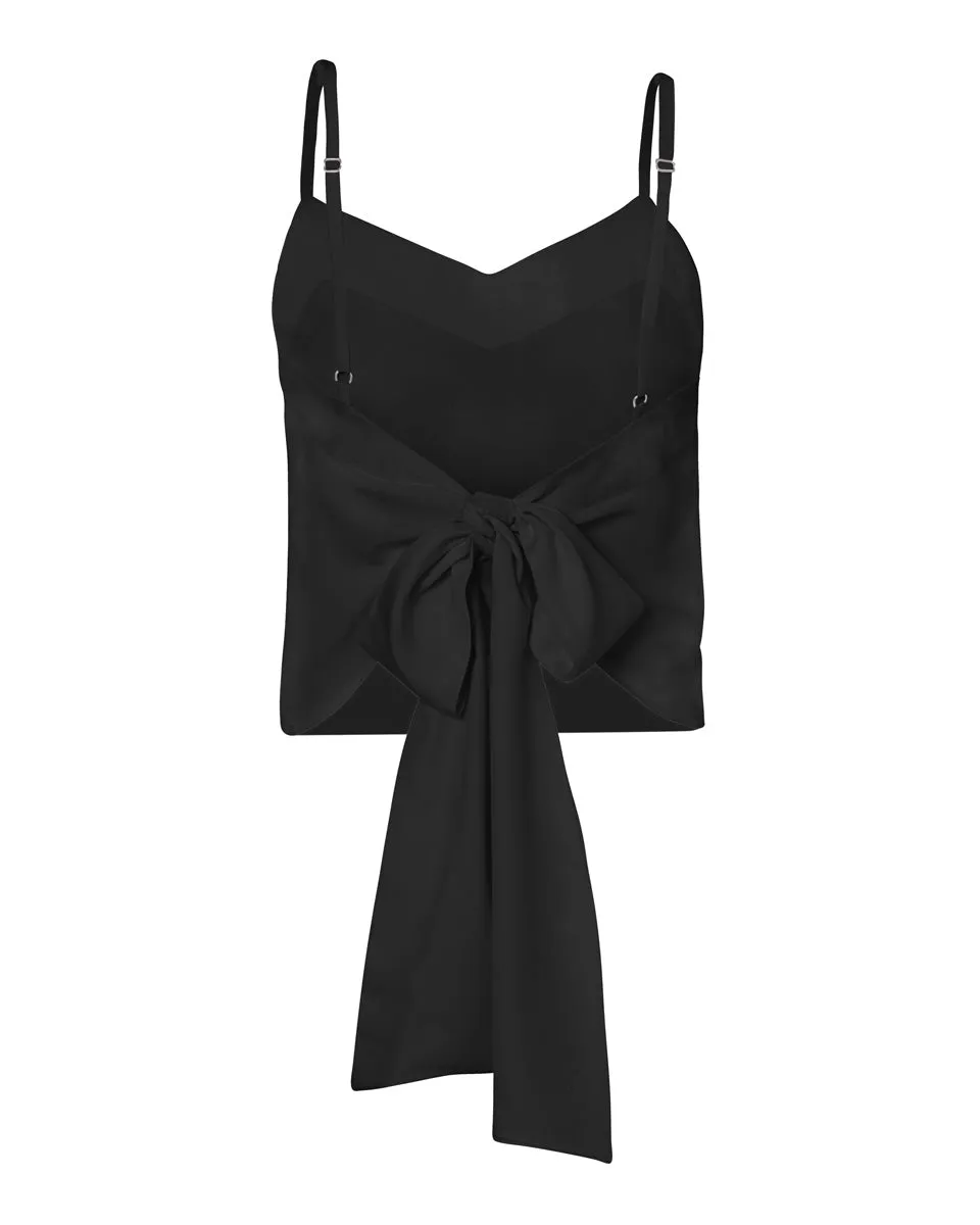 Maia Bamboo Poplin Wrap Camisole Top - Black