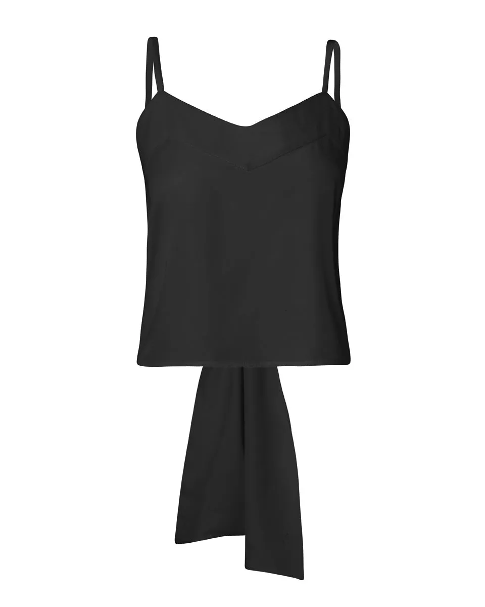 Maia Bamboo Poplin Wrap Camisole Top - Black