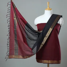 Maroon - 3pc Handloom Cotton Mangalagiri Dress Material 27