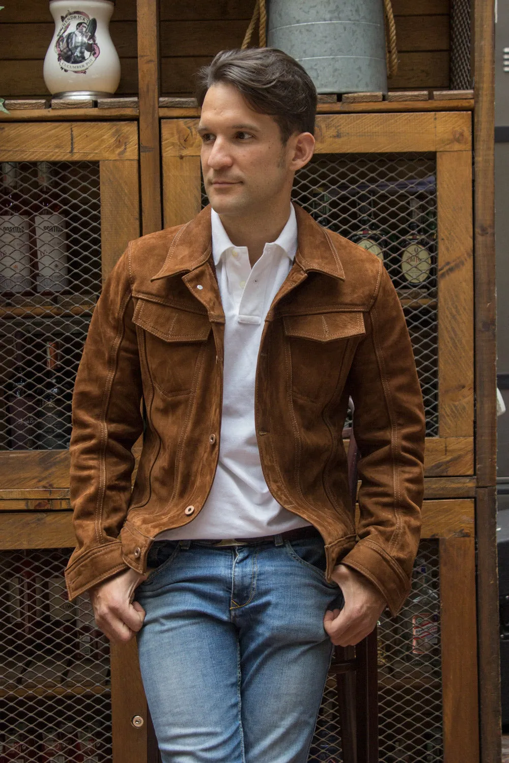 MARTIN Leather Jacket Terra Brown  -  Suede - Trucker