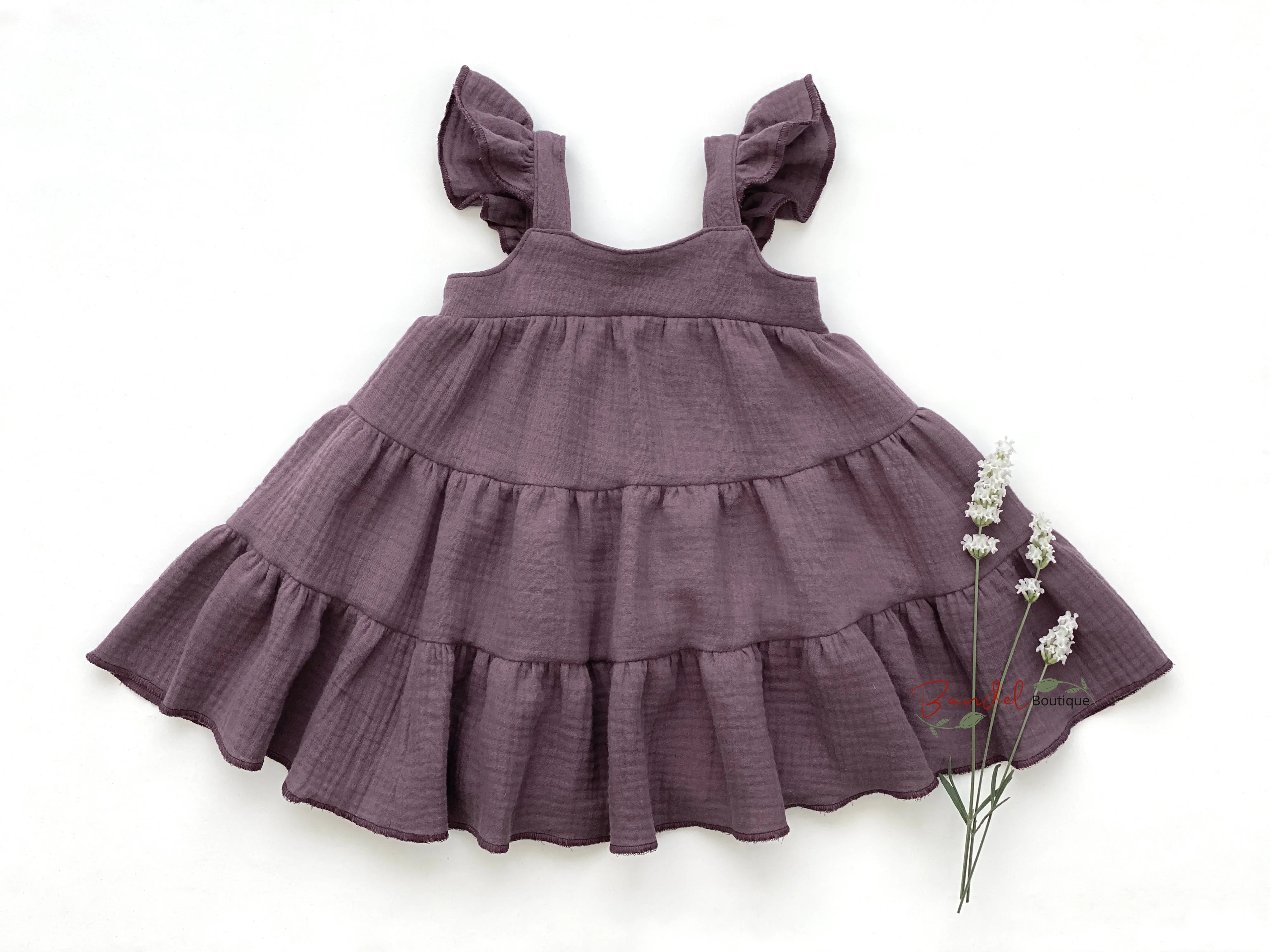 Mauve Flutter Sleeve Dress