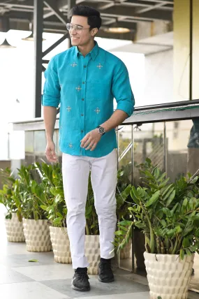 Men Ethnic Motifs Embroidered Casual Cotton Shirt