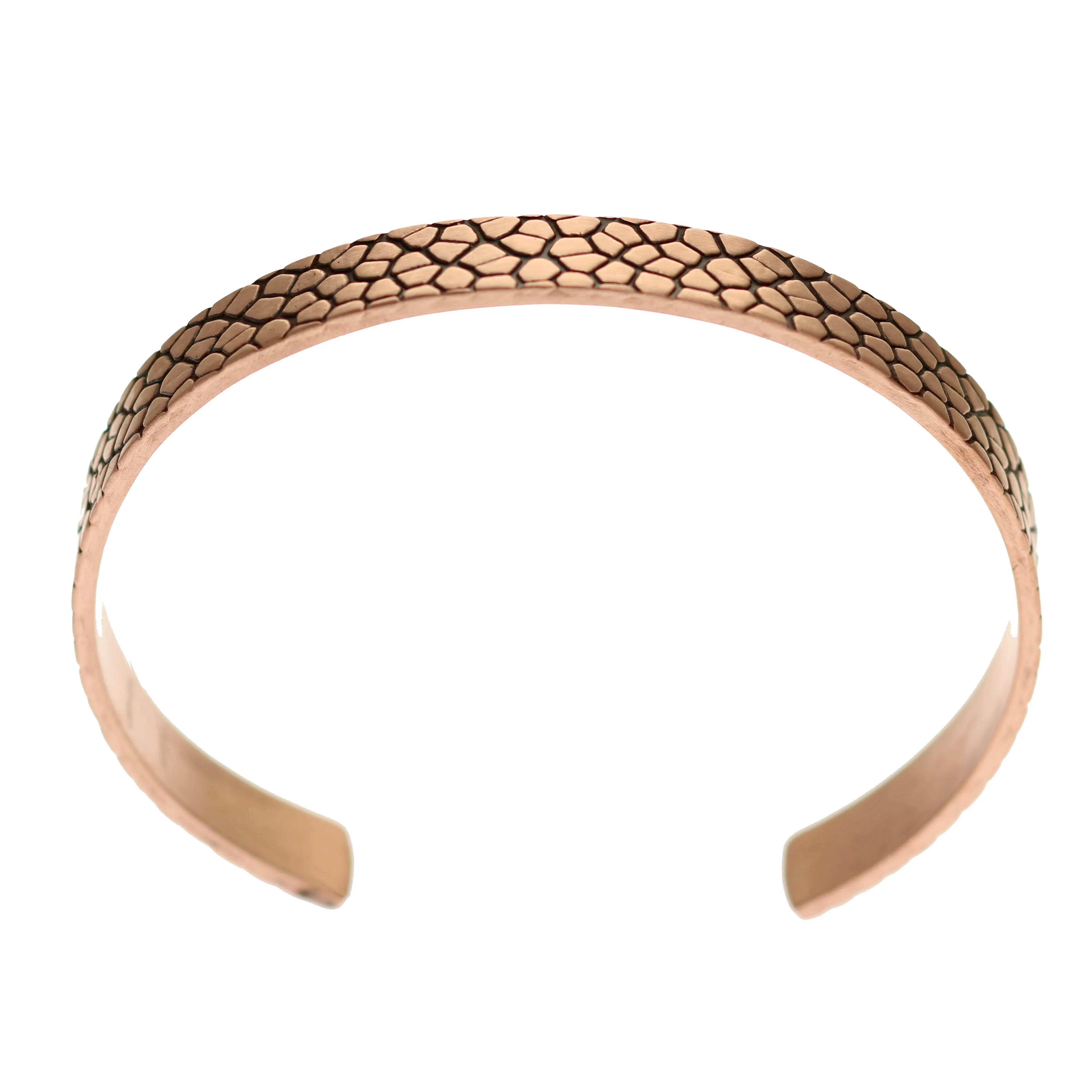 Men's Embossed Snakeskin Solid Copper Cuff - 10 MM Wide