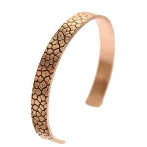 Men's Embossed Snakeskin Solid Copper Cuff - 10 MM Wide