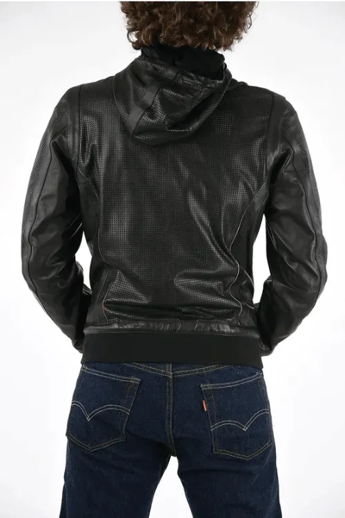 Mens Perforated Leather Jacket