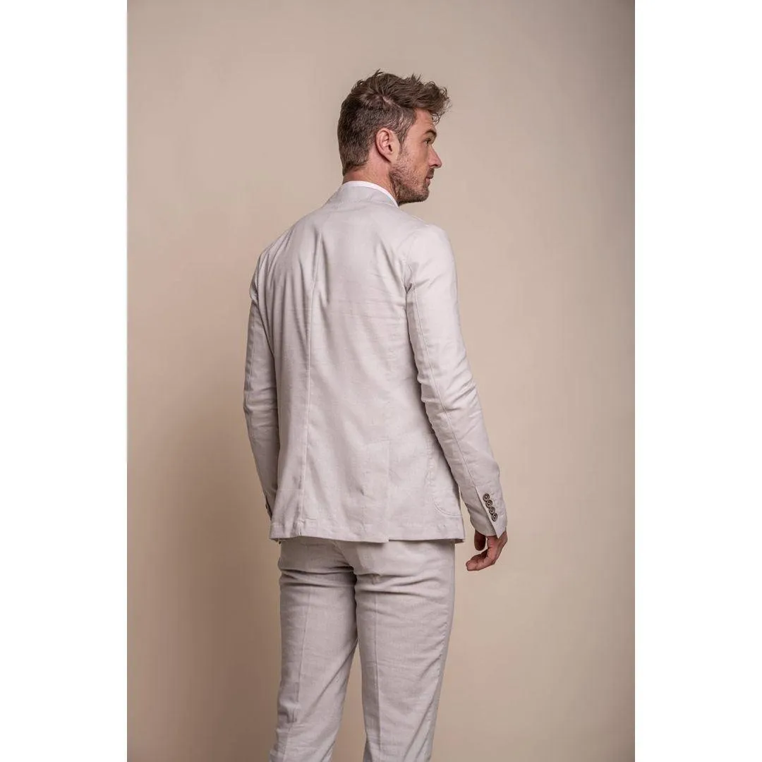 Mens Stone Grey Linen 2 Piece Summer Suit