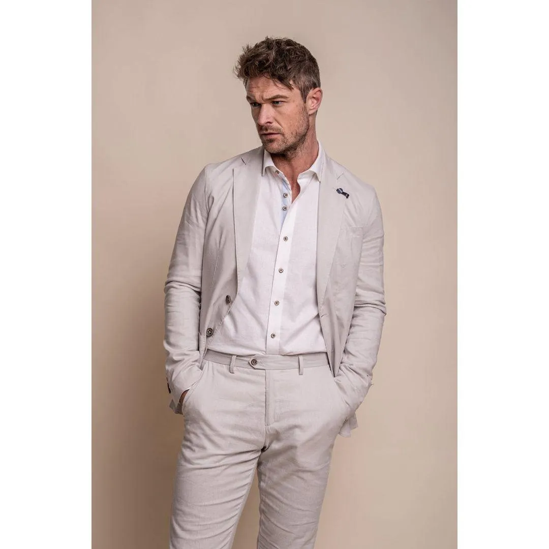 Mens Stone Grey Linen 2 Piece Summer Suit