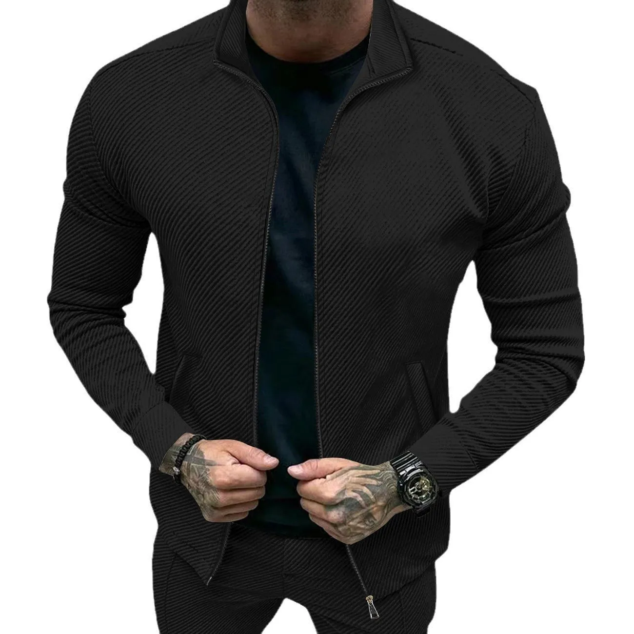 Men's Twill Jacquard Long Sleeve Fashion Slim Fit