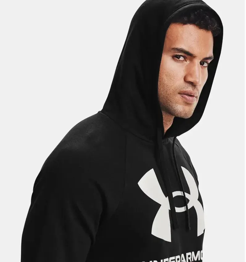 Mens Under Armour Ua Rival Fleece Big Logo Hoodie Sweatshirt Black