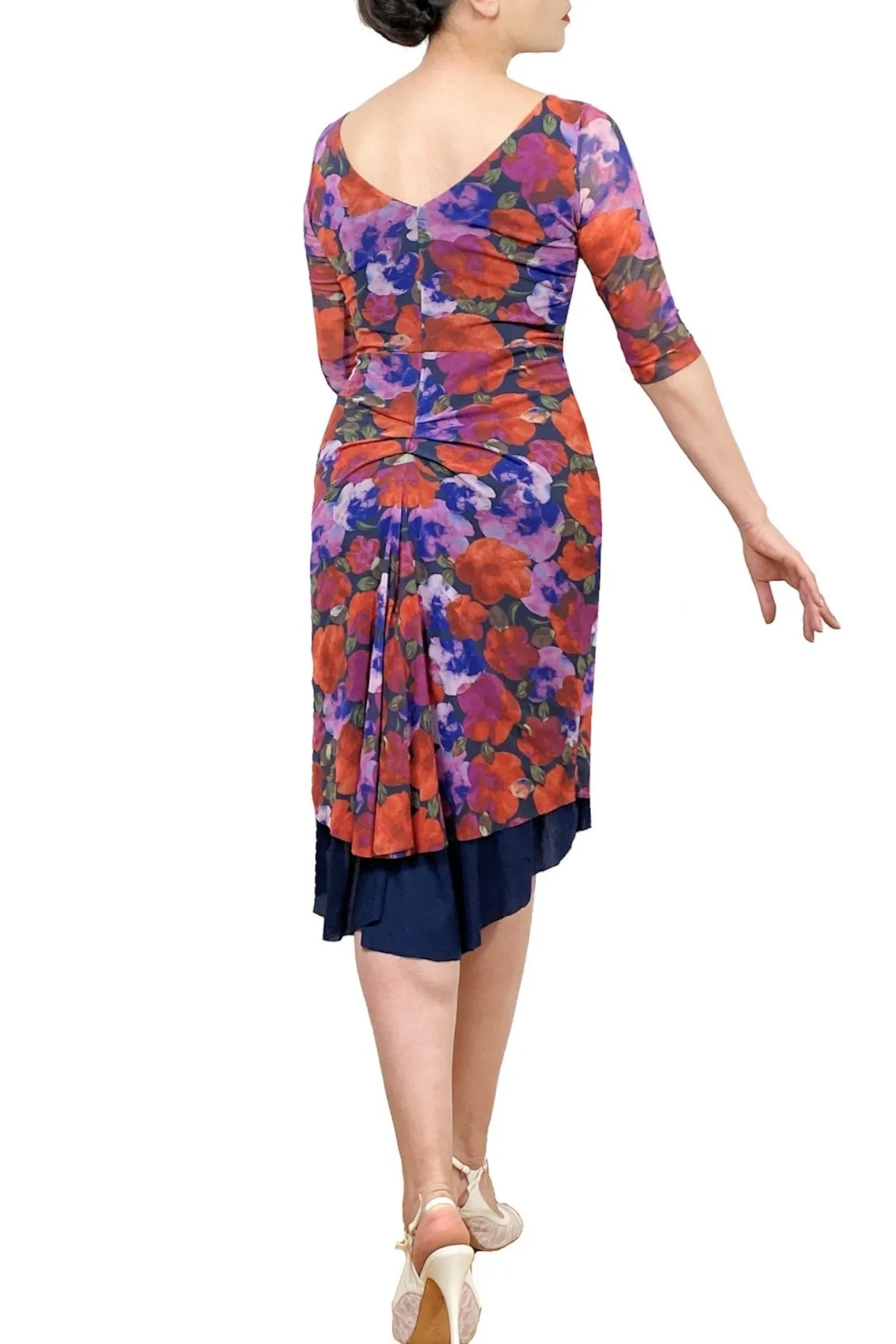 midnight petals NINA mesh tango dress with sleeves