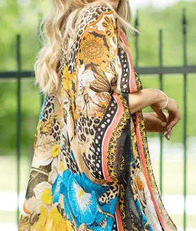 Milan Kimono in floral and animal print.