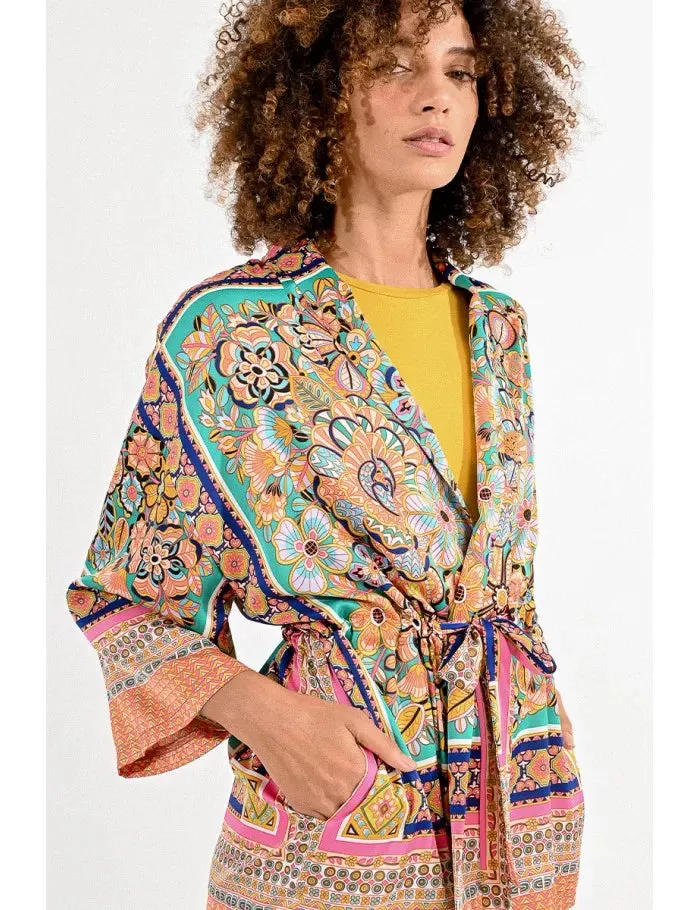 Molly Bracken Multi Coloured Woven Kimono