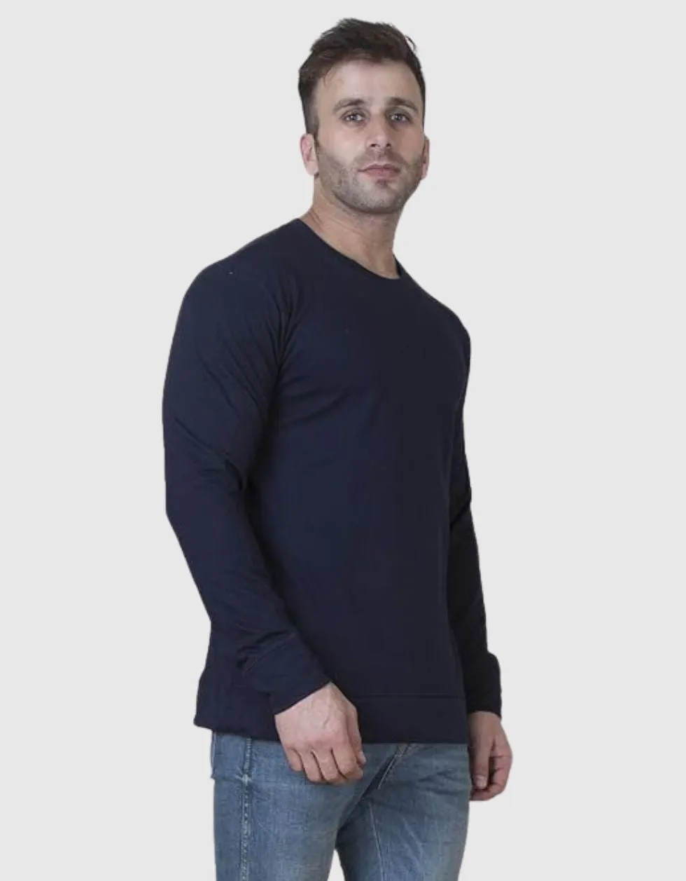 Navy Plain Regular Fit Sweatshirt