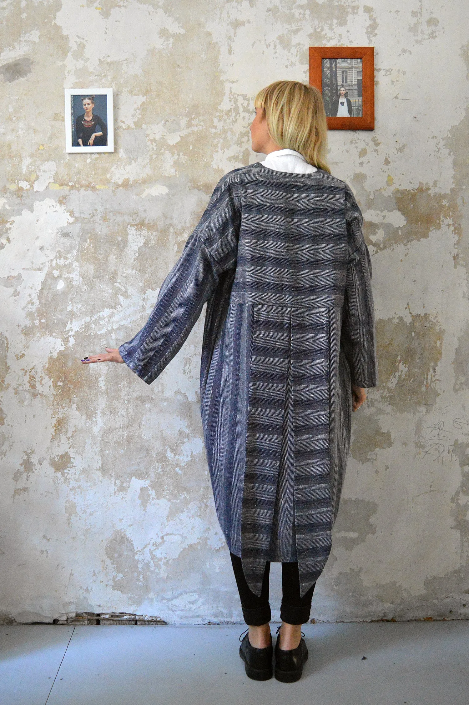 NEW Autumn Grey Woven Etno Style Long Sleeved warm Transformer Kimono - from dress to a kimono jacket