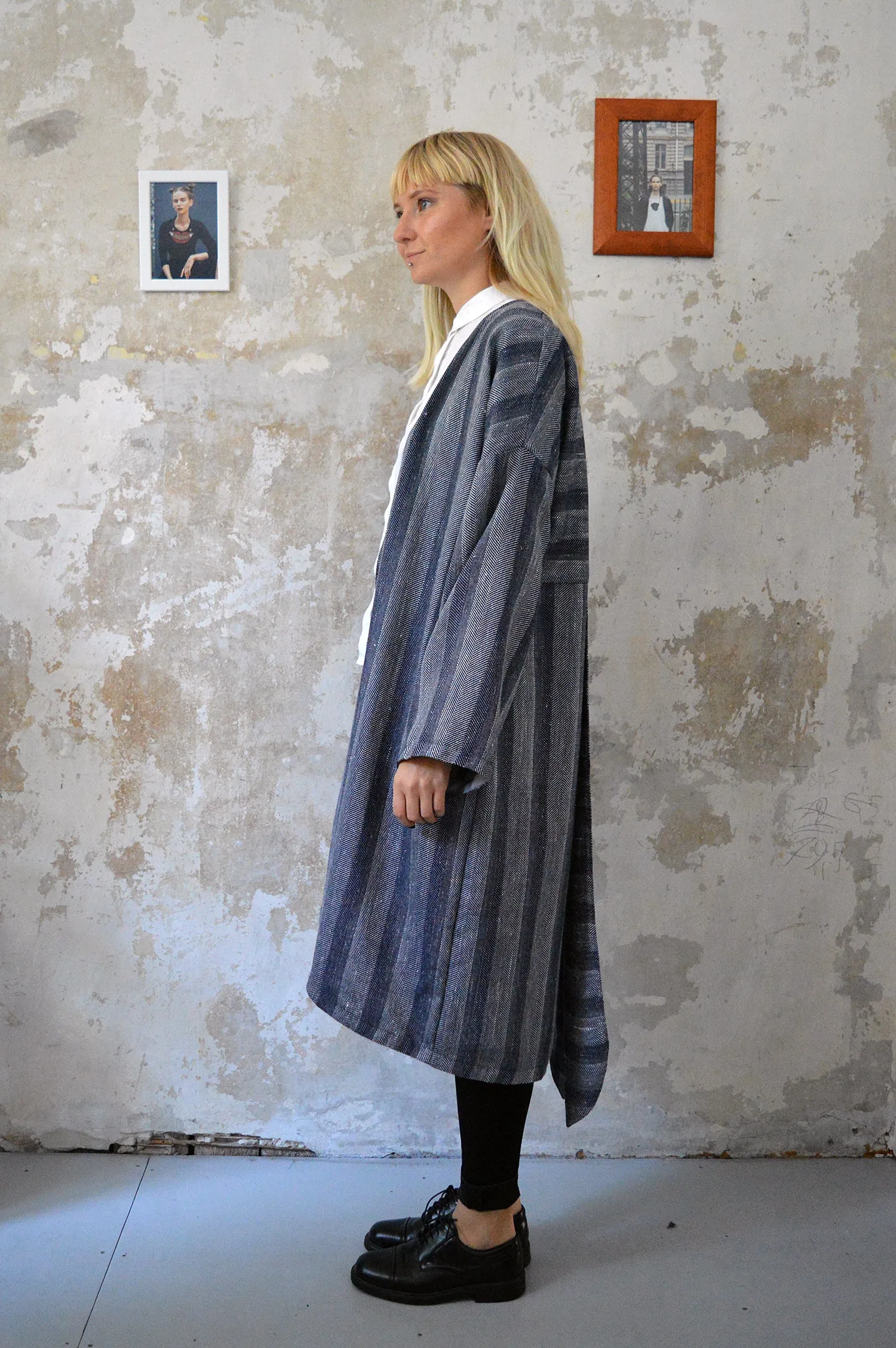 NEW Autumn Grey Woven Etno Style Long Sleeved warm Transformer Kimono - from dress to a kimono jacket