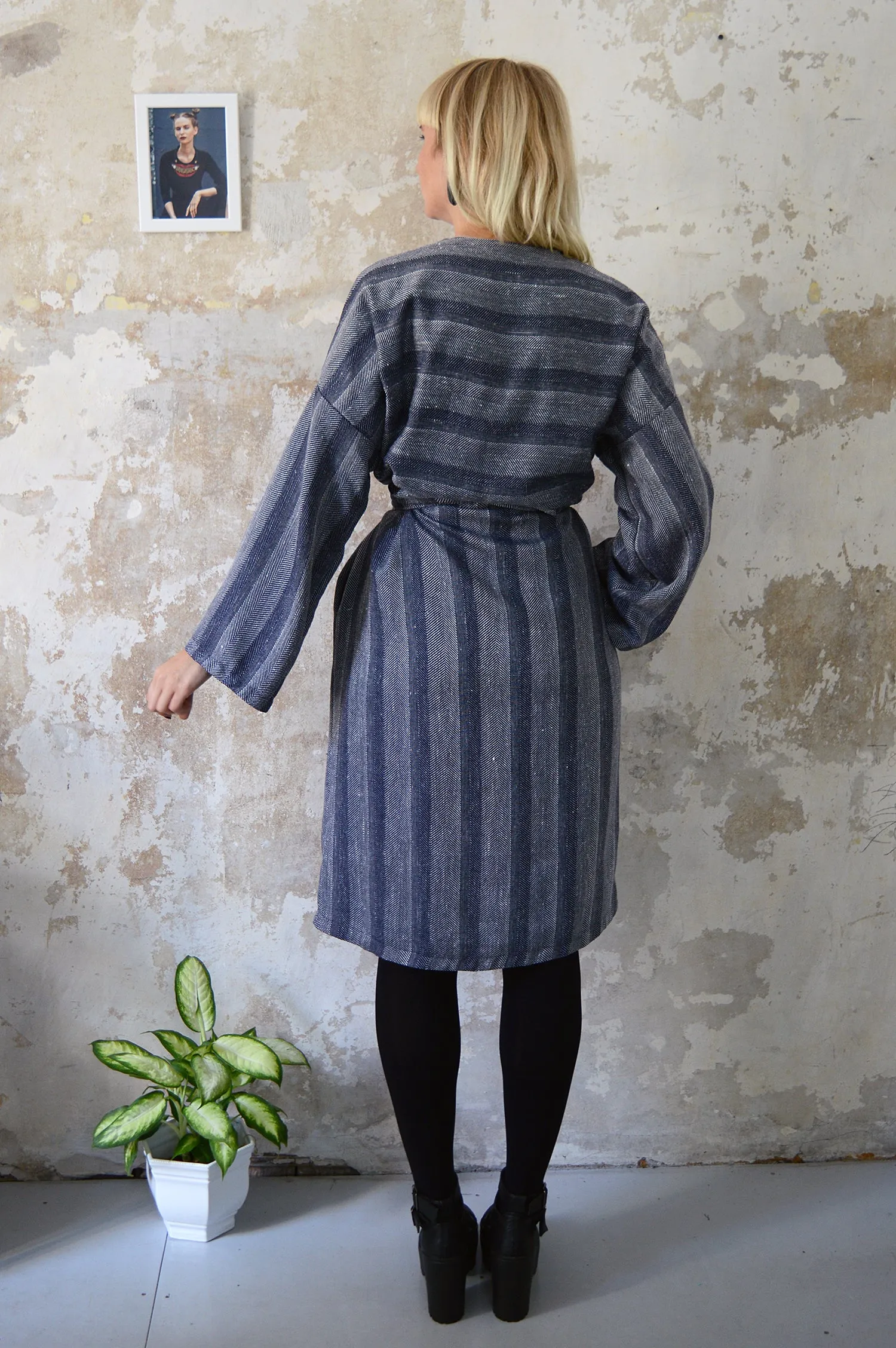 NEW Autumn Grey Woven Etno Style Long Sleeved warm Transformer Kimono - from dress to a kimono jacket