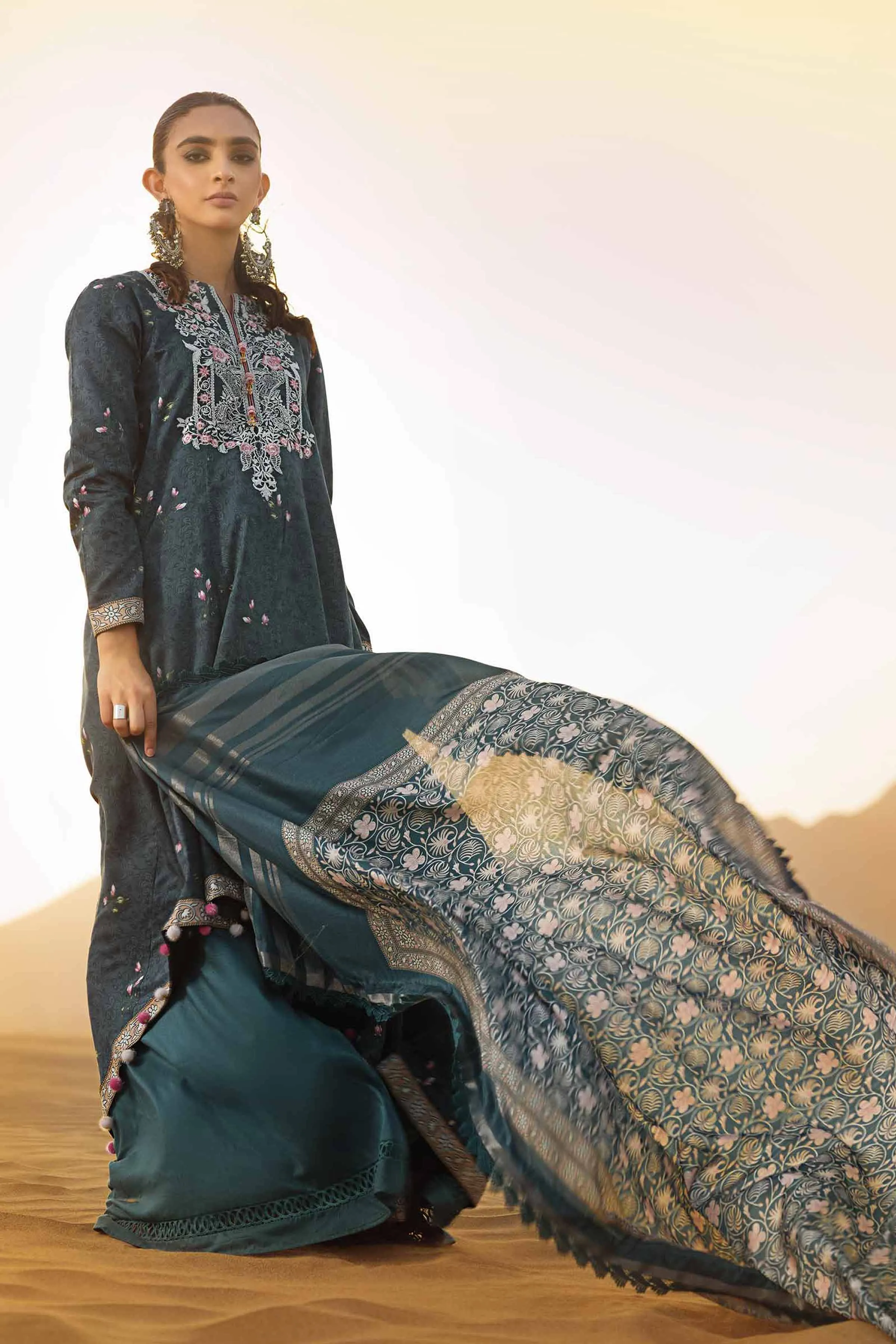 Nishat Linen Silk Collection – 3 Piece - Printed Embroidered Suit - 42306470