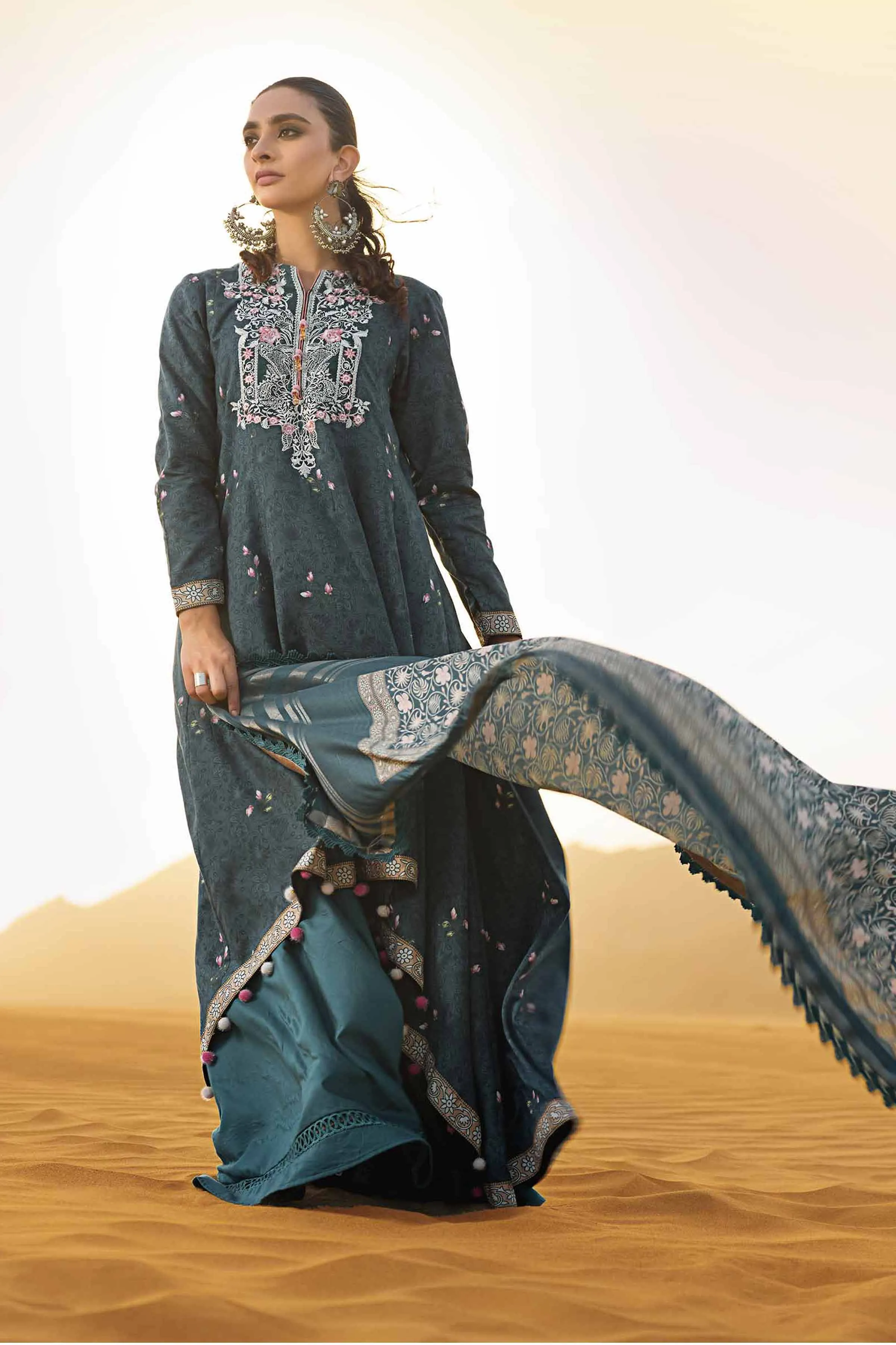 Nishat Linen Silk Collection – 3 Piece - Printed Embroidered Suit - 42306470